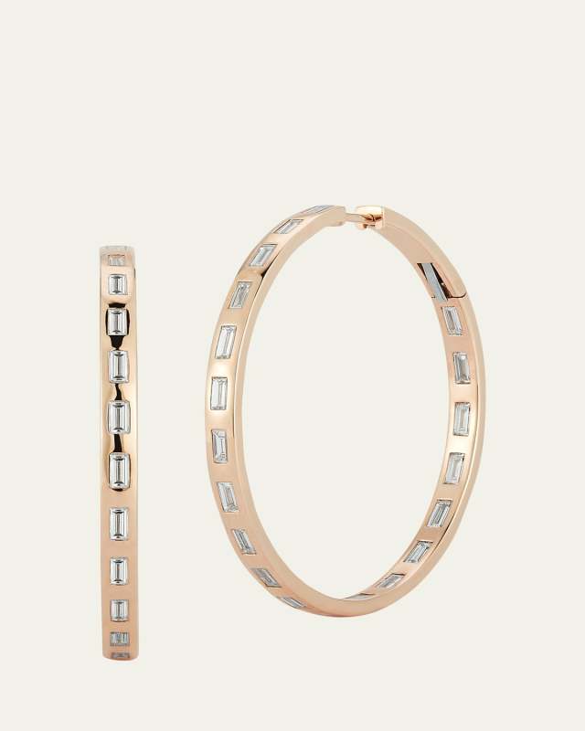 Ottoline 18K Rose Gold Diamond Baguette Hoop Earrings